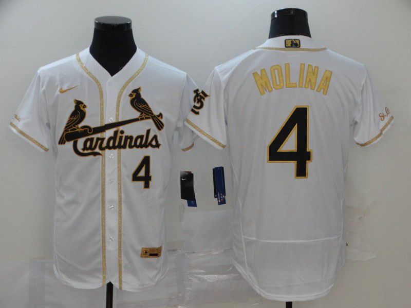 Men St.Louis Cardinals 4 Molina White Nike Elite MLB Jerseys